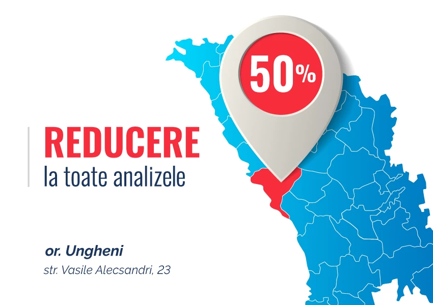 Doar în orașul Ungheni - reducere de 50% la analize medicale!
